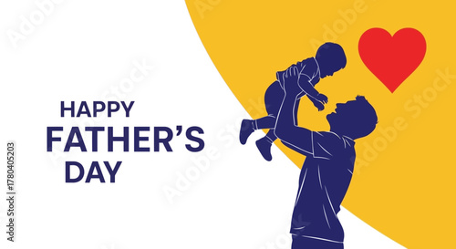 Happy Father's Day Illustration with Dad and Child