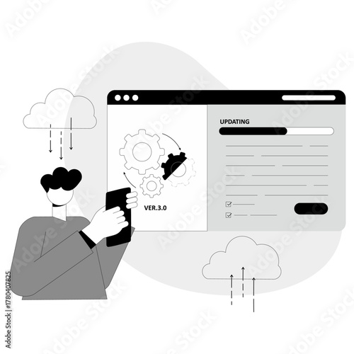 Concept illustration of Mobile Application System update