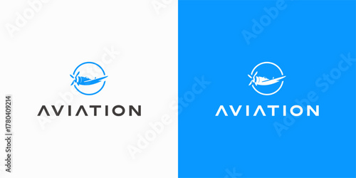 Aviation Logo with Airplane Icon in Circle