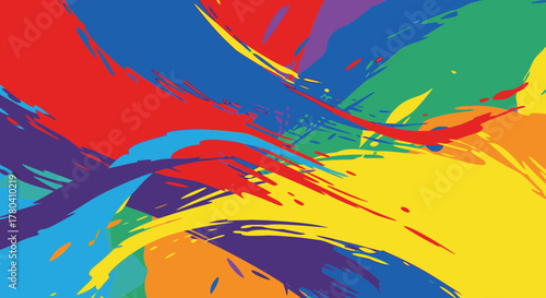 Abstract Rainbow Brushstrokes A Vibrant and Colorful Artistic Background Design for Creativity