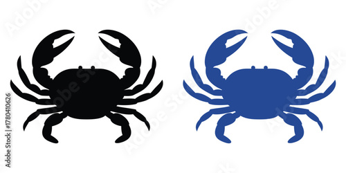set of crab silhouette, vector illustration 