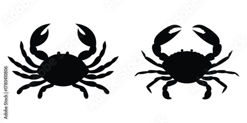 set of crab silhouette, vector illustration 