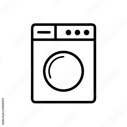Black and white front load washing machine icon