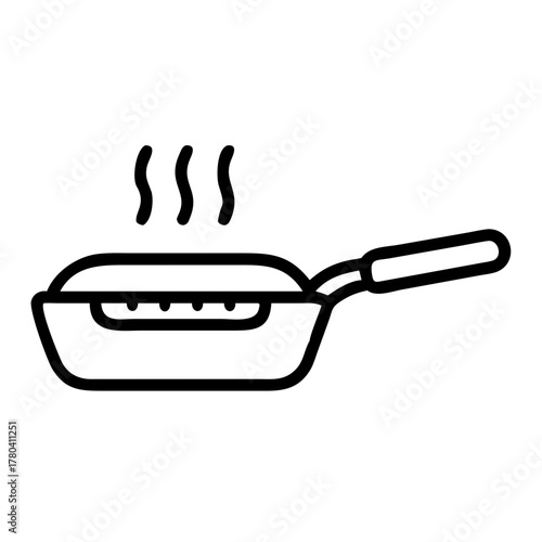 Bold Line Grill Pan Icon Representing Cooking Appliance