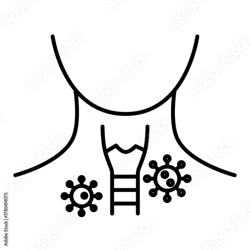throat and virus line icon with editable stroke