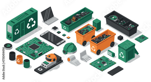 Electronic waste management in isometric design for sustainable technology solutions