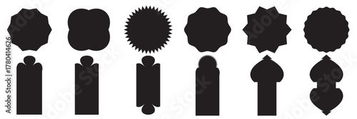 Vector  Ramadan Kareem mosque gates, doors and windows .Collection of various green geometric and ornamental shapes arranged on a perfect for design elements, templates, and pattern creation.