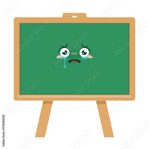 blackboard on easel scared face cartoon cute