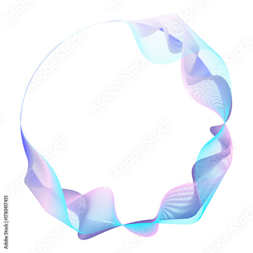 Technology circle frame with wave lines. Mmusic, technology, ai and artificial intelligence concept
