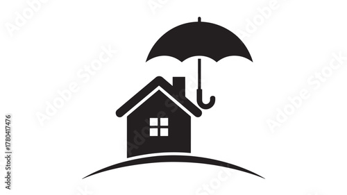 Wallpaper Mural House under umbrella icon simple glyph vector illustration for insurance protection and real estate concepts isolated on white background Torontodigital.ca