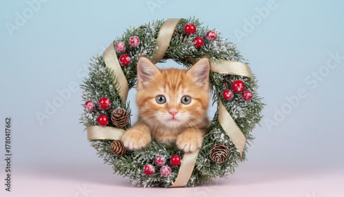 Kitten wreath christmas festive cute winter pet holiday cheer warms hearts