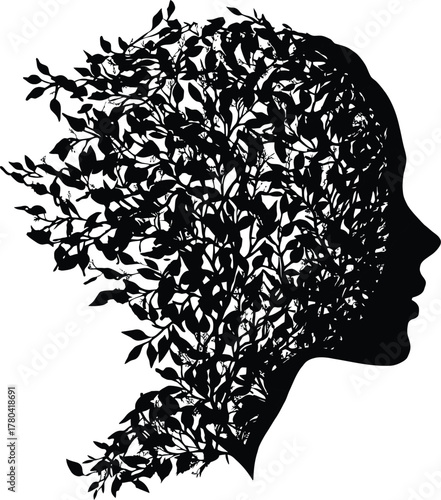 Black Silhouette of Human Profile Slowly Transforming vector