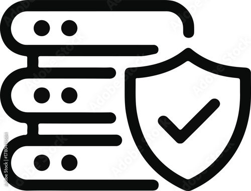 Server security icon with shield and checkmark 