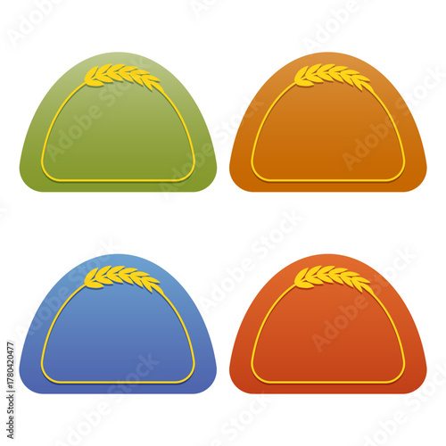 Wheat badge labels set. Suitable for harvest, agriculture, farm, bakery, food packaging, branding. Isolated on white vector illustration.
