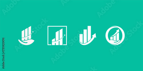 Business Growth Logo with Upward Chart and Hand Motif