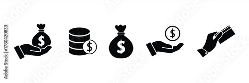 Money icon set. Collection of financial illustration signs. Banking symbols. Vector illustration.