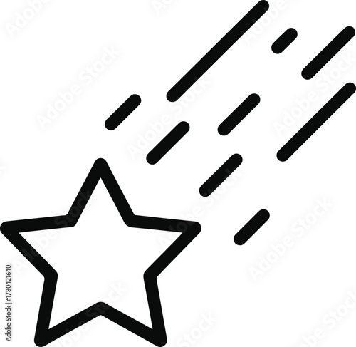 Black outline of a shooting star with motion lines