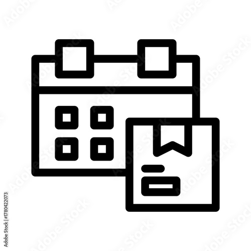 schedule product.  This is a vector single icon with a line style. Suitable for any purpose, such as website design, mobile app design, logo design, pattern design, etc.