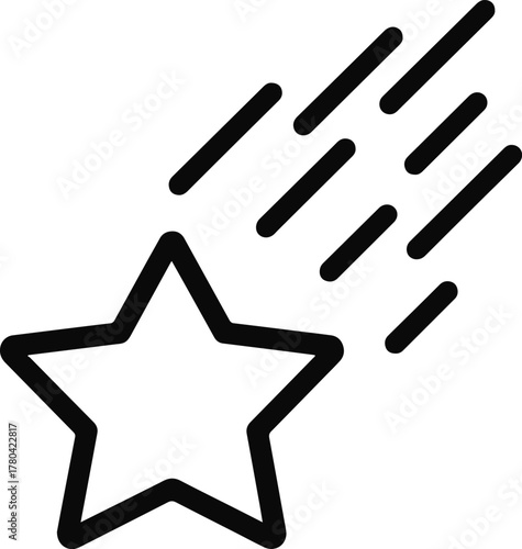 Black outline of a shooting star with motion lines