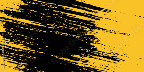 Yellow and black backdrop with dot halftone pattern element. Abstract brush grunge background. retro comic concept for your graphic design, banner or poster See Less