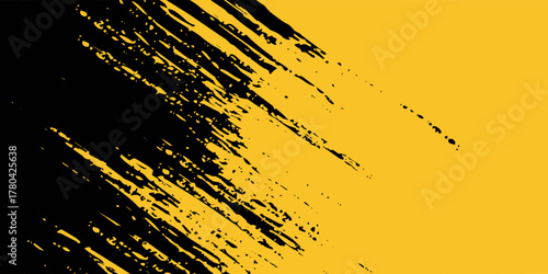 Yellow and black backdrop with dot halftone pattern element. Abstract brush grunge background. retro comic concept for your graphic design, banner or poster See Less