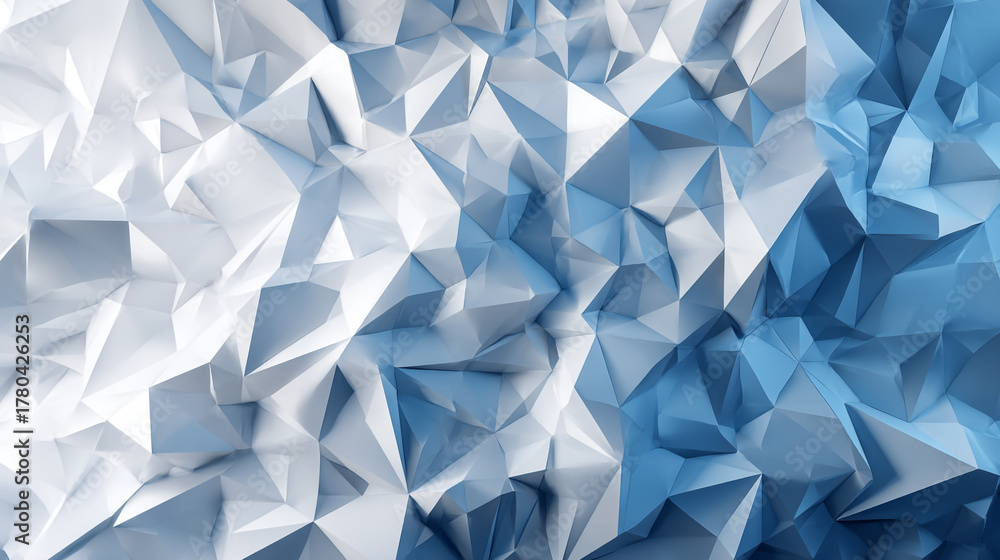 Obraz premium Abstract blue and white polygonal surface with sharp edges design