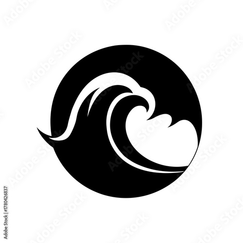 Abstract Wave Icon Silhouette Ocean Water Surface Dynamic Flow Element