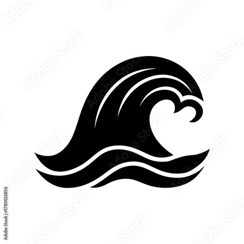 Dynamic Wave Icon Silhouette Ocean Sea Water Surfing Beach Element Design