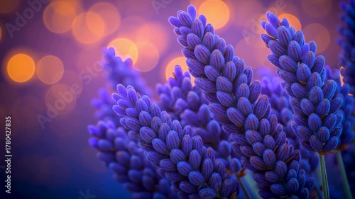 Purple Lavender's close up: Delicate lavender blossoms with mesmerizing purple hue bloom in a soft-focus setting, capturing the tranquility and aromatic essence of nature's beauty.
