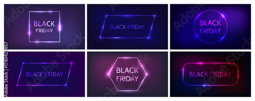 Black Friday inscription in neon frame