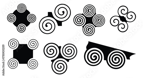 Useful Swirl Shape Set Illustration For Creative Design