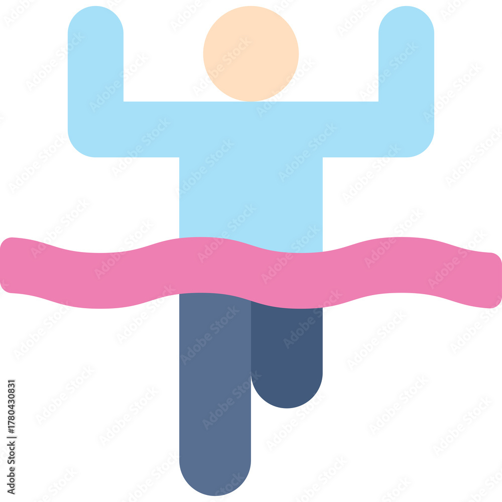 Obraz premium Illustration of a Person Crossing a Finish Line With Arms Raised in Celebration Winning a Race Victory Milestone Achievement Goal Success Competition