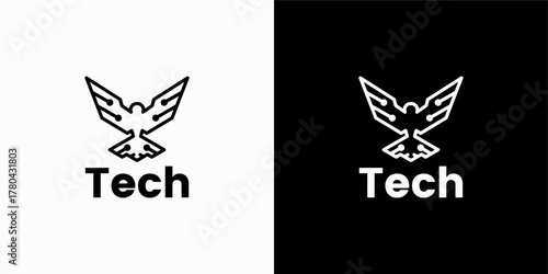 Tech Eagle Logo with Circuit Board Wings