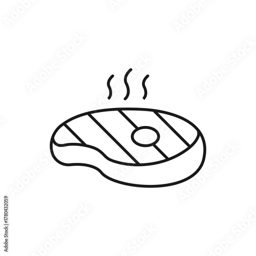 Steak beef meat food editable stroke outline icon, vector illustration