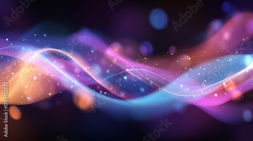 Abstract blue and purple background with glowing waves - ai generative