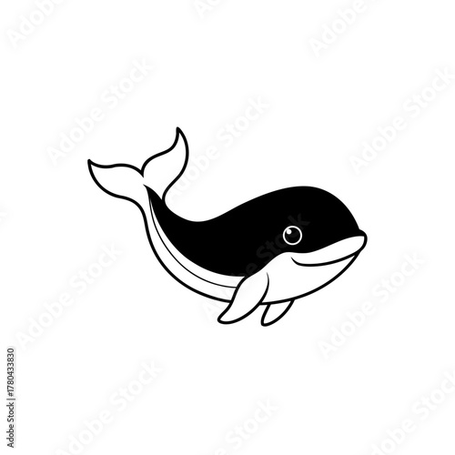 Cute cartoon orca whale illustration