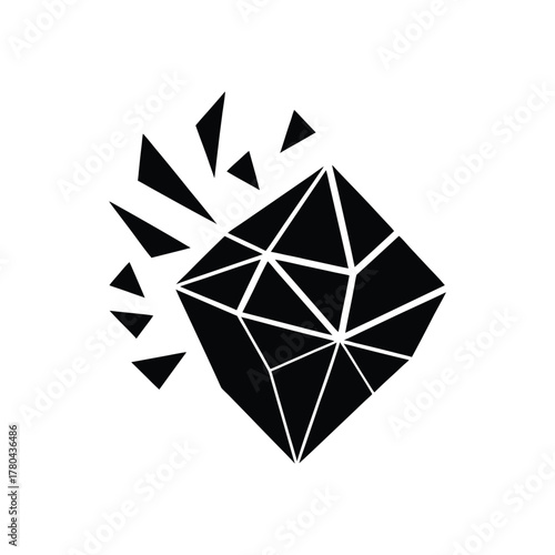Shattering Geometric Crystal or Diamond Silhouette