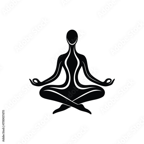 Abstract Meditating Person Silhouette in Lotus Pose