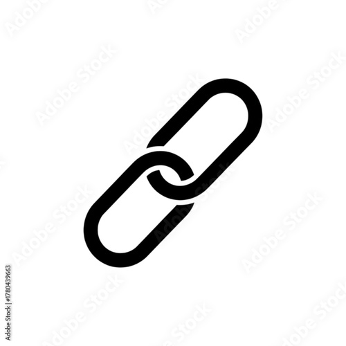 Solid Chain Link Icon for Hyperlinks, Connectivity, and Relationship Vector Icon