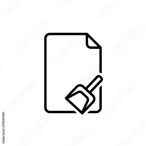 Document Cleanup, File Delete, and Erase Outline Vector Icon