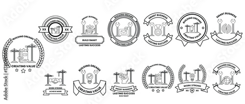 A collection of logos and symbols, including a cross, a palm tree, and a star