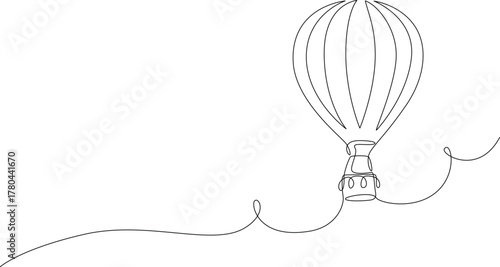 Hot air ballons in continuous one line drawing. Single line draw illustration of hot air ballons. Editable vector.