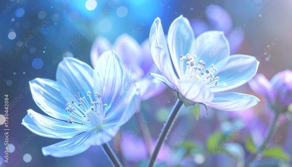 Naklejka premium Fantasy flowers with bioluminescent glow