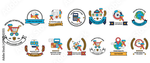 A set of black and white logos with a variety of designs