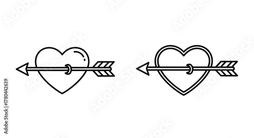 Two heart and arrow line art designs simple and minimal aesthetics