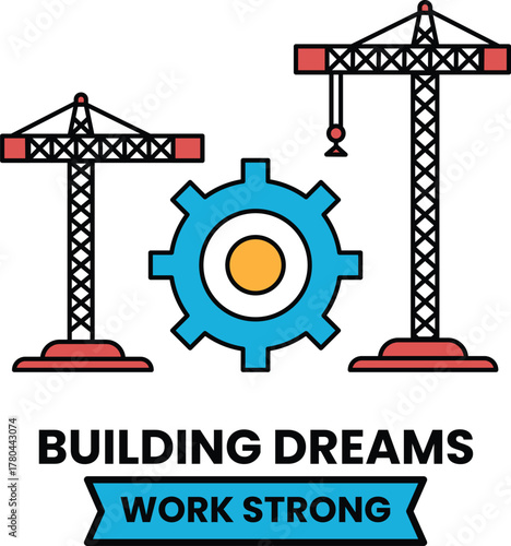 A black and white image of cranes