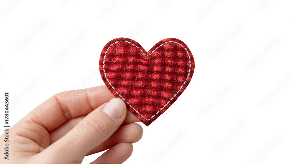 Fototapeta premium Red Heart Patch Held in Hand - Love and Affection