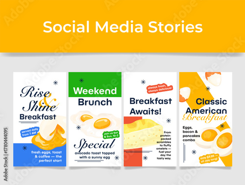 Engaging social media story template featuring various breakfast options to attract food lovers