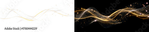 Elegant Waves of Light and Sparkles Design Display on Transparent and Black Background, png