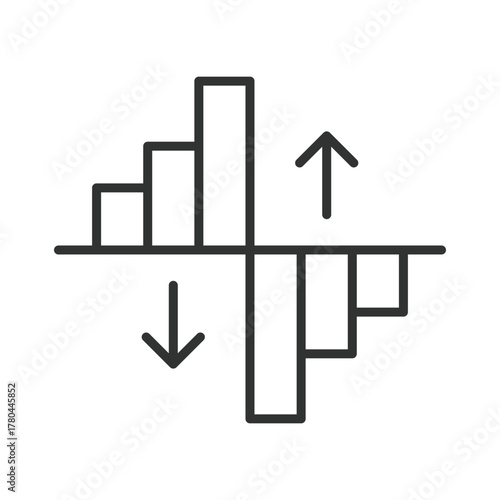 Volatility icon in line design. volatility, risk, drawdown, variance, swings, exposure, hedging on white background vector. Volatility editable stroke icon